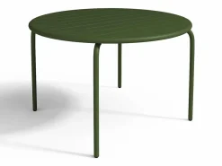 Comedor de jardín de metal - Mesa D.110 cm y 4 sillas apilables Verde^MYLIA Best