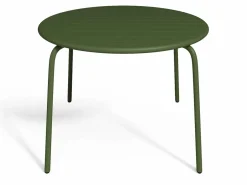 Comedor de jardín de metal - Mesa D.110 cm y 4 sillas apilables Verde^MYLIA Best