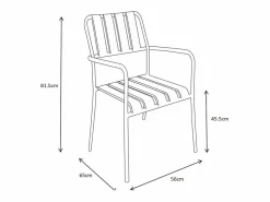 MYLIA Comedores De Jardín|Comedor de jardín de metal: 1 mesa de 160 cm y 6 sillas - - BIRMOS