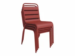 Comedor de jardín de metal - una mesa D.110cm y 4 sillas apilables^MYLIA Best