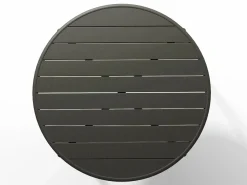 MYLIA Comedor de jardín de metal - Mesa D.110 cm y 4 sillas apilables Gris antracita Discount