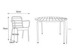 MYLIA Comedor de jardín de metal 1 mesa y 4 sillones apilables Verde - MIRMANDE Caqui Discount