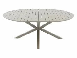 MYLIA Comedores De Jardín|Comedor de jardín de metal: mesa redonda extensible L.150/200 cm y 6 sillones apilables - - YOHA de