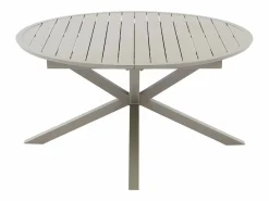 Comedor de jardín de metal: mesa redonda extensible L.150/200 cm y 4 sillones apilables - - YOHA de^MYLIA Online