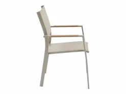 Comedor de jardín de metal: mesa redonda extensible L.150/200 cm y 4 sillones apilables - - YOHA de^MYLIA Online