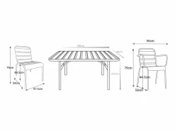 MYLIA Comedor de jardín de metal 1 mesa, 4 sillas, 2 sillones - MIRMANDE Rojo Online