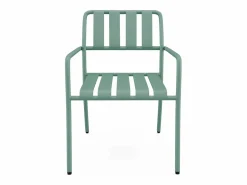 MYLIA Comedor de jardín de metal: 1 mesa de 160 cm y 6 sillas - - BIRMOS Verde almendra Sale