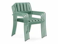 MYLIA Comedor de jardín de metal: 1 mesa de 160 cm y 6 sillas - - BIRMOS Verde almendra Sale