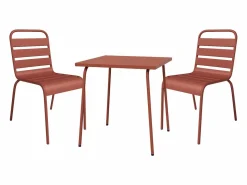 Comedor de jardín de metal - Una mesa de 70 cm y 2 sillas apilables - - MIRMANDE de^MYLIA Sale