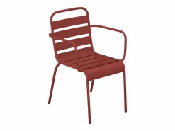 MYLIA Comedores De Jardín|Comedor de jardín de metal: 1 mesa y 4 sillones apilables MIRMANDE
