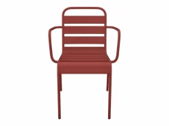MYLIA Comedores De Jardín|Comedor de jardín de metal: 1 mesa y 4 sillones apilables MIRMANDE