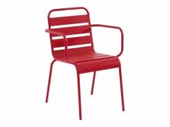 MYLIA Comedor de jardín de metal 1 mesa, 8 sillones - MIRMANDE Rojo Hot
