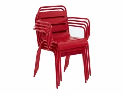MYLIA Comedor de jardín de metal 1 mesa, 8 sillones - MIRMANDE Rojo Hot