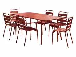 Comedor de jardín de metal 1 mesa, 6 sillones - MIRMANDE^MYLIA New