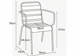 Comedor de jardín de metal 1 mesa, 6 sillones - MIRMANDE^MYLIA New
