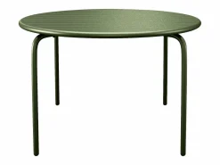 MYLIA Comedor de jardín de metal - Mesa redonda D.130cm y 6 sillones apilables - Verde - MIRMANDE de Caqui Sale