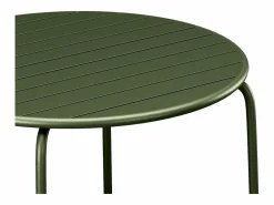 MYLIA Comedor de jardín de metal - Mesa redonda D.130cm y 6 sillones apilables - Verde - MIRMANDE de Caqui Sale