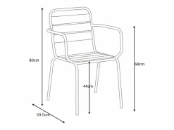 MYLIA Comedor de jardín de metal - Mesa redonda D.130cm y 6 sillones apilables - Verde - MIRMANDE de Caqui Sale