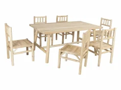 MYLIA Comedores De Jardín|Comedor de jardín de teca: mesa L.180 cm y 6 sillas - Natural claro - TULUM de