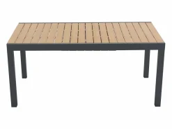 MYLIA Comedores De Jardín|Comedor de jardín extensible aluminio poliwood L.170/230 cm + 6 sillones Antracita MACILA