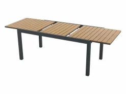 MYLIA Comedores De Jardín|Comedor de jardín extensible aluminio poliwood L.170/230 cm + 6 sillones Antracita MACILA