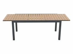 MYLIA Comedores De Jardín|Comedor de jardín extensible aluminio poliwood L.170/230 cm + 6 sillones Antracita MACILA
