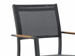 MYLIA Comedores De Jardín|Comedor de jardín extensible aluminio poliwood L.170/230 cm + 6 sillones Antracita MACILA