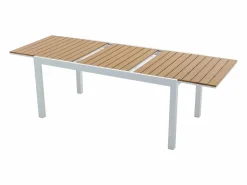 MYLIA Comedor de jardín extensible aluminio poliwood L.170 / 230 cm y 8 sillas Gris MACILA Blanco Hot
