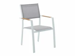 MYLIA Comedor de jardín extensible aluminio poliwood L.170 / 230 cm y 8 sillas Gris MACILA Blanco Hot
