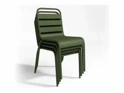 MYLIA Comedor de jardín metal mesa y 8 sillas apilables - Verde - MIRMANDE de Caqui Online