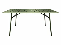 MYLIA Comedor de jardín metal mesa y 8 sillas apilables - Verde - MIRMANDE de Caqui Online