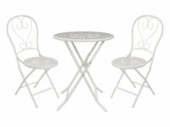 Comedor de jardín plegable de metal estilo hierro forjado - una mesa D.60 cm y 2 sillas - - GUERMANTES de^MYLIA Hot