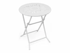 Comedor de jardín plegable de metal estilo hierro forjado - una mesa D.60 cm y 2 sillas - - GUERMANTES de^MYLIA Hot