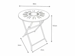 Comedor de jardín plegable de metal estilo hierro forjado - una mesa D.60 cm y 2 sillas - - GUERMANTES de^MYLIA Hot