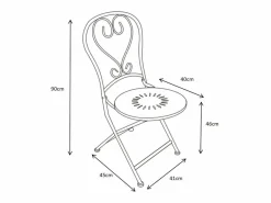 Comedor de jardín plegable de metal estilo hierro forjado - una mesa D.60 cm y 2 sillas - - GUERMANTES de^MYLIA Hot