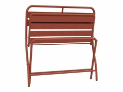 MYLIA Comedor de jardín plegable de metal: Una mesa L.110 cm + 2 bancos - Terracotta - MIRMANDE de Terracota Online