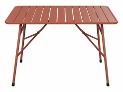 MYLIA Comedor de jardín plegable de metal: Una mesa L.110 cm + 2 bancos - Terracotta - MIRMANDE de Terracota Online