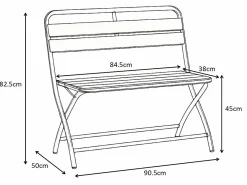MYLIA Comedor de jardín plegable de metal: Una mesa L.110 cm + 2 bancos - Terracotta - MIRMANDE de Terracota Online