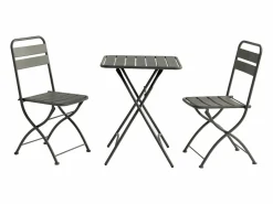 MYLIA Comedores De Jardín|Comedor de jardín plegable de metal: Mesa L.60 cm + 2 sillas - - MIRMANDE