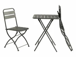 MYLIA Comedores De Jardín|Comedor de jardín plegable de metal: Mesa L.60 cm + 2 sillas - - MIRMANDE