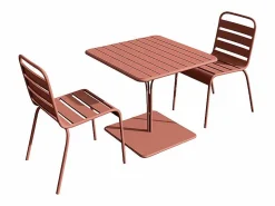 MYLIA Comedores De Jardín|Comedor jardín de metal mesa y 2 sillas apilables - MIRMANDE