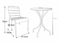 MYLIA Comedores De Jardín|Comedor jardín metal - una mesa D.60cm y 2 sillas apilables - Amarillo - MIRMANDE