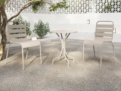 MYLIA Comedores De Jardín|Comedor jardín metal - una mesa D.60cm y 2 sillas apilables - - MIRMANDE