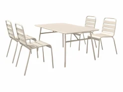 Comedor jardín metal - una mesa de 160 cm y 4 sillas apilables color - MIRMANDE^MYLIA
