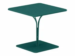MYLIA Comedor jardín metal mesa y 2 sillas apilables azul pato - MIRMANDE Azul verdoso