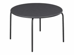 MYLIA Comedores De Jardín|Comedor jardín metal mesa redonda y 6 sillas apilables - MIRMANDE