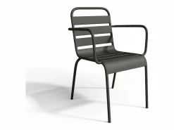 MYLIA Comedores De Jardín|Comedor jardín metal mesa redonda y 6 sillas apilables - MIRMANDE
