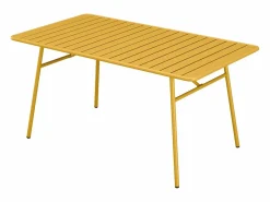 MYLIA Comedor jardín metal mesa y 8 sillas apilables - Amarillo - MIRMANDE Mostaza Outlet