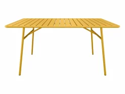 MYLIA Comedor jardín metal mesa y 8 sillas apilables - Amarillo - MIRMANDE Mostaza Outlet