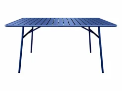 MYLIA Comedor jardín metálico mesa y 8 sillones apilables Azul noche - MIRMANDE de Azul oscuro